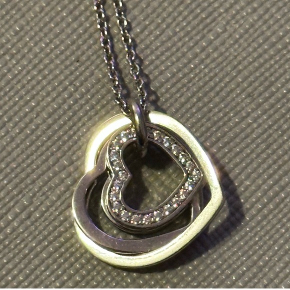 Silver Heart Pendant Necklace cubic zirconia - Picture 1 of 7